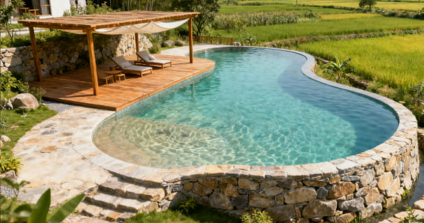 乡村田园风格民宿泳池